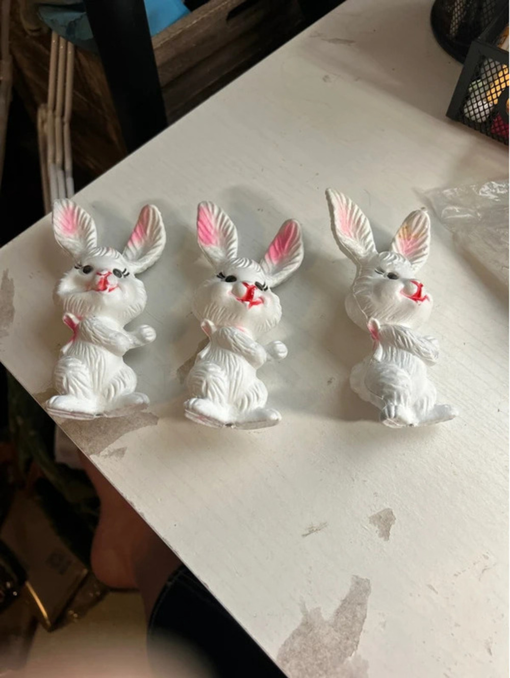 Set of 3 1970s vintage bunny figures
